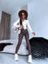 "GET IT" faux leather pants C9255-3 - CHOCO